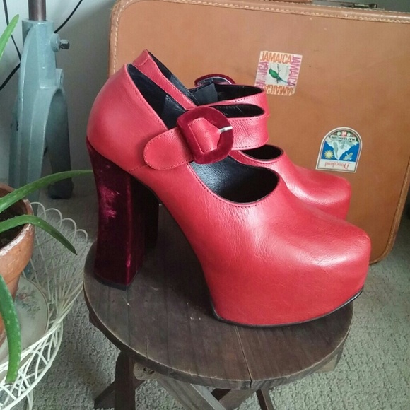 Miista Red Platform Heels 39 - Picture 2 of 7